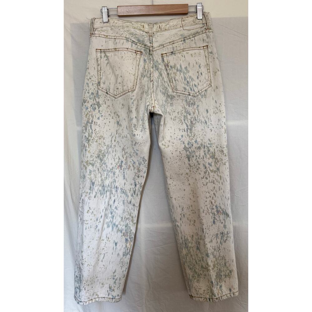 RARE Free People Cream Acid Wash Straight Leg Jean size 28”
